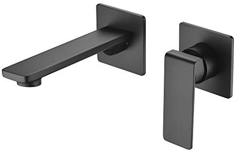 IMEX - Grifo empotrado de lavabo monomando con caño y maneta - Serie Fiyi Negro Mate - GLF016/NG