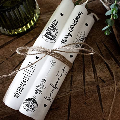 ilka parey wandtattoo-welt Kerzensticker Kerzentattoos Tattoofolie Weihnachten Christmas für Kerzen oder Keramik A4 Bogen DIY Stickerbogen für bis zu 40 Kerzen kst12