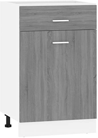 vidaXL Armario Inferior Cocina Mueble Aparador Cocina Cajones Almacenamiento Organizador Estantería Auxiliar Hogar Contrachapada Gris Sonoma
