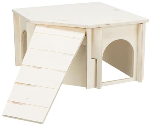 TRIXIE 'Kleintier Eckhaus ohne Klammern und Nägel für Meerschweinchen und Zwergkaninchen Haus Thore, Stecksystem, Kaninchen/Meerschweinchen, 30 × 18 × 30 cm - 61244
