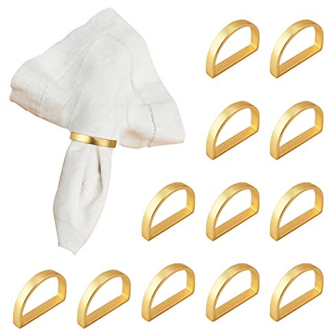 Luter 12St Serviettenringe aus Metall, Elegante Serviettenschnallen Serviettenschnallen für Tischdekoration Valentinstag Ostern Hochzeit Weihnachten Abendessen Party (Gold), E01371