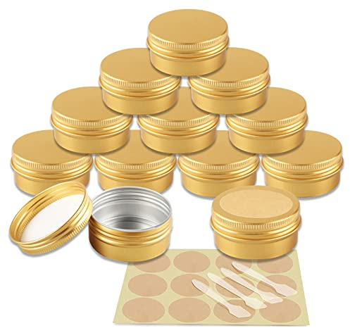 YANCAER 50 Pièces Pots en Aluminium Or de 50ml avec Couvercle - D57mm x H28mm Vide Ronde Cosmétiques Pot Conteneurs de Voyage pour Maquillage, Crème, Baume à Lèvres, Mini Bougies