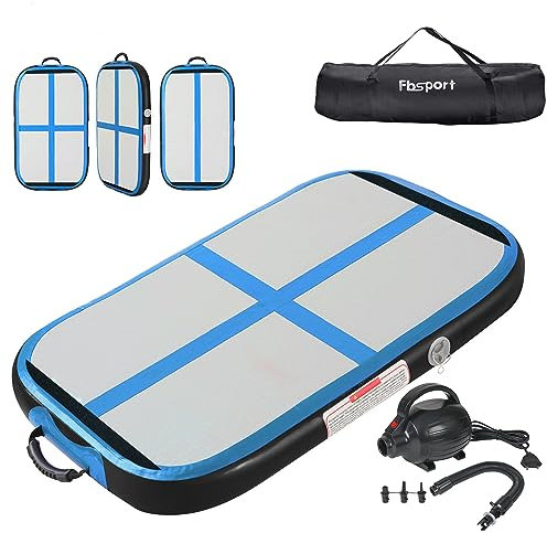 FBSPORT Airtrack Matte, 20cm Hoch Verdicken 60CM Tumbling Matte,Gymnastikmatte mit Luftpumpe,Trainingsmatte mit Tragetasche,Turnmatte für Zuhause, Outdoor,Yoga, Übungsgymnastik