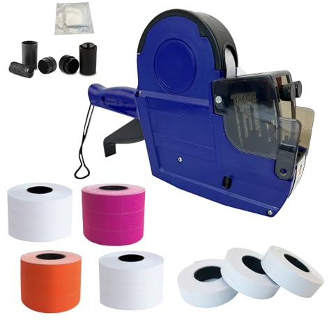NaviLintek Price Gun Labeler,2 Line 20-Digit Pricing Stickers Machine w/ 1500 Red 1500 Orange 4800 White Labels 2 Ink Rolls,Date Code Tagging Maker for Retail Garage Sale,Label Tag Applicator (Elite)