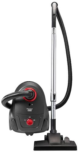 Bestron Aspirapolvere con sacchetto, aspirapolvere a pavimento con 3 sacchetti per aspirapolvere, asta telescopica da 94 cm e bocchetta reversibile, raggio d'azione 7,5 m, HEPA12 lavabile e