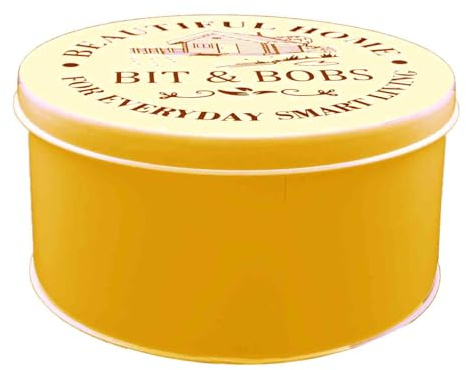 Nobel Bit & Bobs Round Deep Cake Storage, Flat Canister Cake,Biscuit,Cookies Storage tin Container ideal for Roti Chapati, cake Size 21.5cm (Yellow)