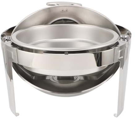 Edelstahl-Buffet-Chafer, Alkohol-Heizung, Sichtbarer Glasdeckel, Runder Chafing Dish, Buffet-Set, Catering-Speisenwärmer (1 Pfanne in voller Größe)
