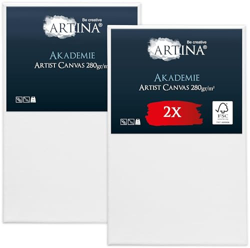 Artina 2er FSC® Set bespannte Keilrahmen Leinwände zum Bemalen | 100x160cm Canvas 100% Baumwolle Acryl Leinwand Rahmen zum Malen Acrylfarben groß Künstlerbedarf Akademie