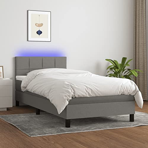 Sufrk Boxspringbett mit Matratze & LED Bett Mit Matratze Polsterbett Boxspringbett Mit Bettkasten Dunkelgrau 80x200 cm Stoff - 3133110