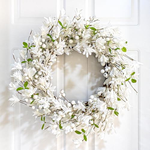 LLZLL 20 Inch White Winter Wreath