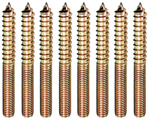 M10 x 75mm Hanger Bolts Wood to Metal Screw Dowels Double Headed Screws Headless Screws Fastener for Woodworking Furniture Connecting (10 Pack)