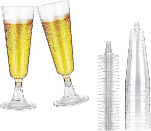 SVUPUE Lot de 20 flûtes à champagne en plastique transparent réutilisable pour champagne, réception, mariage, anniversaire, pique-nique (150 ml)