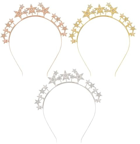 3 Piezas Diademas De Estrella, Diademas De Estrella De Cinco Puntas Con Pedrería, Diademas De Fiesta De Moda, Accesorios Para El Cabello De Vacaciones Para Niños Y Adultos
