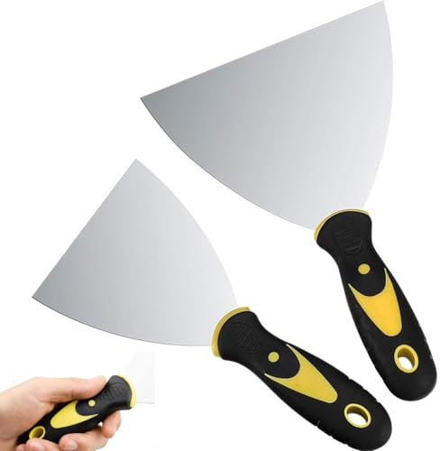 Wallpaper Scrapers 2.5'', 3'' Wide Putty Knife Set 2 Pcs Stainless Steel Paint Scrapers Knife Wall Scraper and Metal Spackle Knives, Tools for Wallpaper/Decals/Drywall Finishing/Plaster Scraping