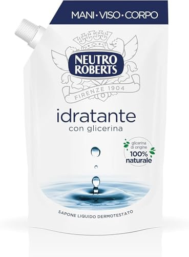 Neutro Roberts Sapone Liquido Ecopouch Idratante Con Glicerina, Ricarica Ecologica di Sapone Liquido per Le Mani, Dermatologicamente Testato, Senza Sapone, Flacone da 400 ml (Confezione da 5)