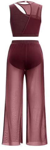 FYMNSI Robe de danse lyrique, moderne, contemporaine, de ballet, sans manches, avec jambe large, Rouge vif, M