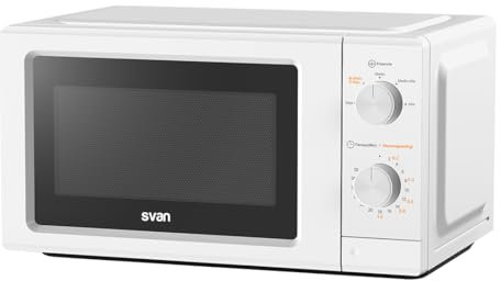 Svan Microondas 19 Litros Básico Blanco SMW19700. 700W, 5 Niveles de Potencia, Modo Descongelación, Revestimiento Interior, Fácil Limpieza, Temporizador 30min.