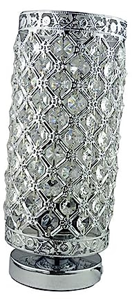 NUOBESTY USB Kristall Tischlampe aus Kristall und Metall, Silber, LED | LED Kristall Tischleuchte, Platzsparend und Augenschonend, für Schlafzimmer und Zuhause