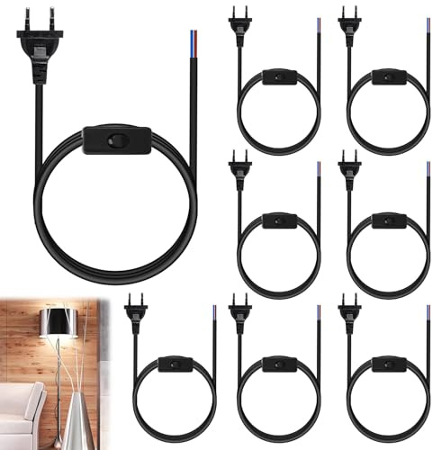 8 Pcs Euro-Zuleitung Mit Schalter, 1.8 m Zuleitung Mit Stecker Und Schalter, Kabel Mit Schalter Und Stecker, Stromkabel Mit Schalter, Anschlussleitung Mit Euro-Stecker Netzkabel Mit Schalter