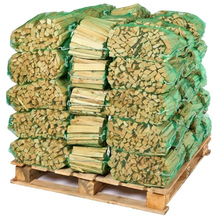 Kindling Wood - 300 large sticks (approx) Kiln Dried, Natural Firelighters for Fire Starting, 4KG Nets, Premium Quality Ready to Light (Pallet of 65 Kindling Nets)
