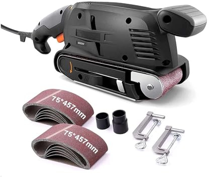 Levigatrice a nastro elettrica da 600 W, levigatrice a velocità variabile, motore in rame, smerigliatrice, lucidatrice, smerigliatrice, utensile for la lavorazione del legno Per uso fai da te