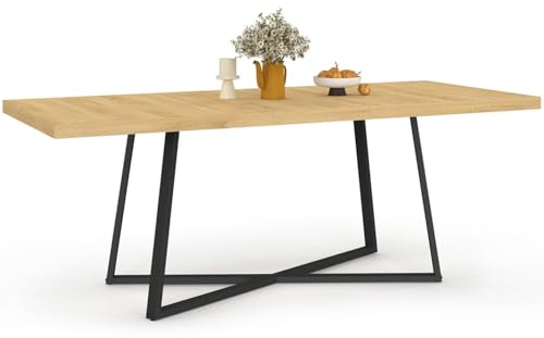 IDMarket - Tavolo da pranzo rettangolare allungabile SELMA 6-10 persone legno e nero 160-200 cm