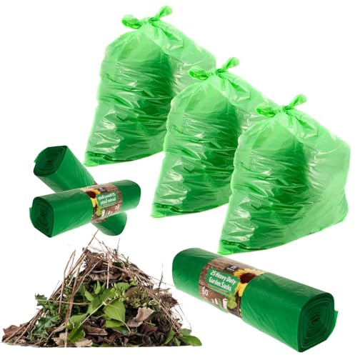 Garden & Household Strong Green Outdoor Waste Rubbish Sacks 60 Litre Multipurpose Bin Liners (75 Bags (3 Rolls))