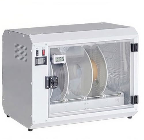 Boîte de séchage de Filament d'imprimante 3D, déshydrateur de Filament à 4 bobines avec thermomètre/hygromètre, Circulation d'air Chaud à 360°, température réglable de 0 à 70 ℃,