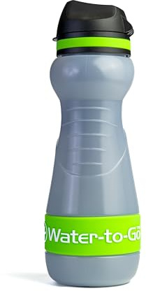 Water-to-Go Eco Active BPA-Free Filter Bottle & Purifier, 550ml, Green | Removes 99.99% of viruses, bacteria, parasites, chemicals & microplastics. BPA-free, leakproof - travel, hiking & cycling.