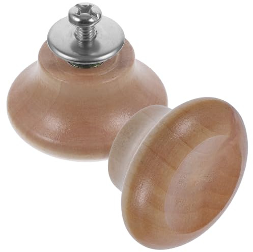 2pcs Wood Replaceable Lid Knob Universal Pot Cover Handle | Khaki Classic Shape, Widened Base, Friction Resistant and Easy to Install for Steaming Pots and Soup Pot Lids
