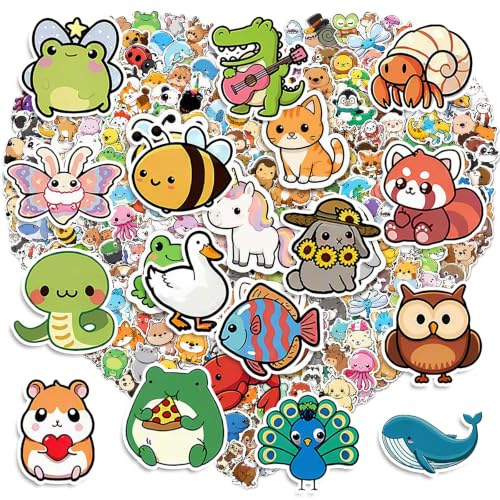 200Pcs Mixed Animal Anime Stickers, Waterproof Vinyl Stickers for Water Bottles Laptop Skateboard, Cute Decals for Classroom Rewards Gifts Party Favours