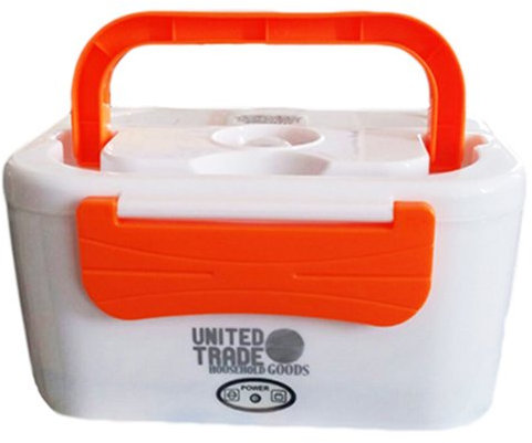 Lunch Box Portavivande 1,25L Hornillo extraíble 2 compartimentos eléctrico portátil 45 W blanco/naranja