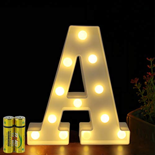 HONPHIER® Buchstaben Lichter Alphabet Lampe LED Brief Beleuchtung Buchstabe Licht Beleuchtete Buchstaben Nachtlichter Dekoration für Geburtstag Party Hochzeit Kinderzimmer (A)