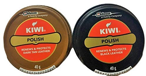 Kiwi Schuhputzpaste, Schwarz und Dunkelbraun, 2 Stück (je 1 Stück), Schwarz und Dunkelbraun, Free Size