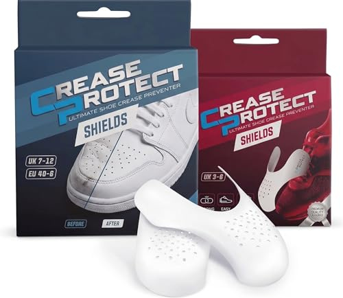 Crease Protect - Det ultimata skovecksskyddet och skoskyddet för sneakers - anti-veckskydd/skydd för tåboxsveck och rynkor, Vitt, 40/45.5 EU