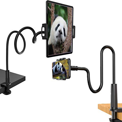 LANTING Porta telefono e Supporto smartphone - Porta telefono letto e Cellulare Supporto a Collo di Cigno - Universale per Phone Smartphone e Tablet con Rotazione a 360 Gradi