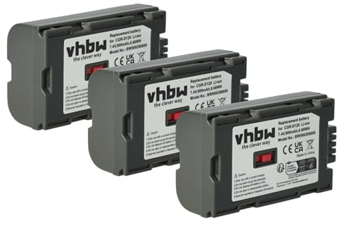 vhbw 3x batteria sostituisce Panasonic VSB0418, VW-VBD25, VW-VBD20 per videocamera camcorder (900mAh, 7,2V, Li-Ion)
