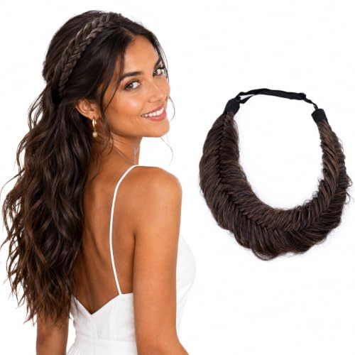 CAISHA Zopf Haarteil Haarband Stirnband Geflochten Braun Mix HZ301