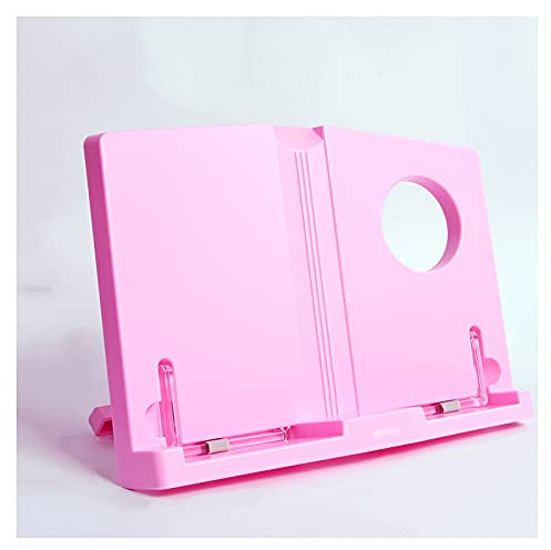 Leseständer Buchständer Einstellbarer Dokumenthalter Tragbar mit Kochbuch Magazine Telefon Licht Buchstand für Bibliothek Home Office 11 x 10 Zoll Bücherregal (Color : Pink)
