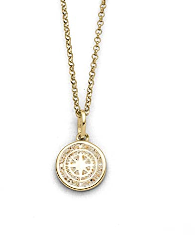 DUR Schmuck Kette KOMPASS 2.0 Strandsand, Silber 925/- vergoldet 42cm (K2754)