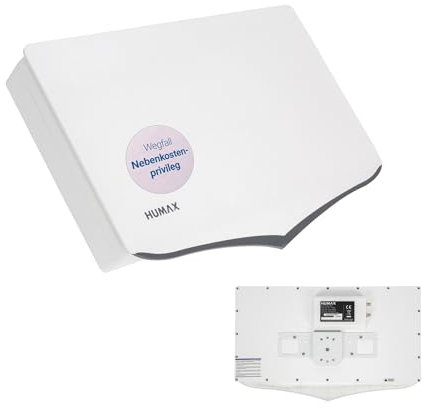 HUMAX Flat H40D2 Flachantenne mit Twin LNB, SAT TV Antenne für alle Sender, Wetterfeste Camping Satellitenschüssel für 2 Teilnehmer, Ideal für Balkon oder Camping, Inkl. Wand- und Masthalterung