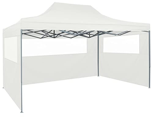 Gazebo Professionale Pieghevole 4 Pareti 280x410x315 cm Acciaio Bianco