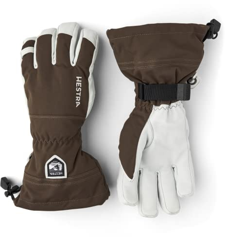 Hestra Unisex Army Leather Heli Ski Glove, 5-Finger Snow Glove for Skiing & Snowboarding for Men & Women - Espresso - 7