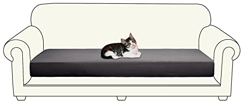 Jaotto Sofa Sitzkissenbezug Stretch 2 Sitzer Sofabezug Stretch L-Form Sofa Kissenbezüge Separater rutschfest Jacquard Universal Sofa Überzug Für Sofa Sitzkissen Sofa Cover(2 Vergrößerter,Grau)