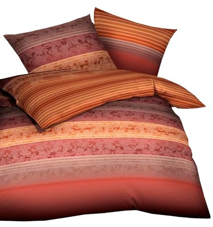 Kaeppel Biber Bettwäsche Palace Terra Rot Farbverlauf Verschiedene Größen 100% Baumwolle, Größe:135x200cm Bettwäsche