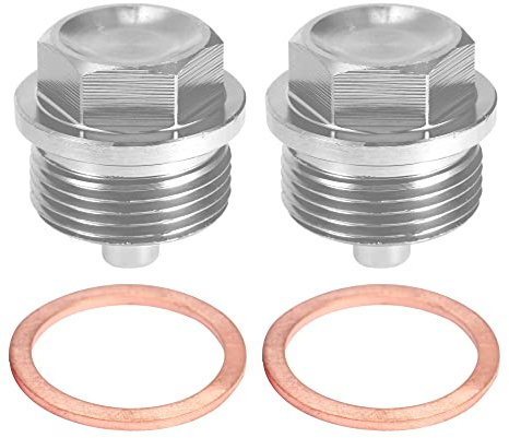A ABSOPRO Tapón Drenaje Aceite Magnético Plateado 2 Pcs Aleación Aluminio