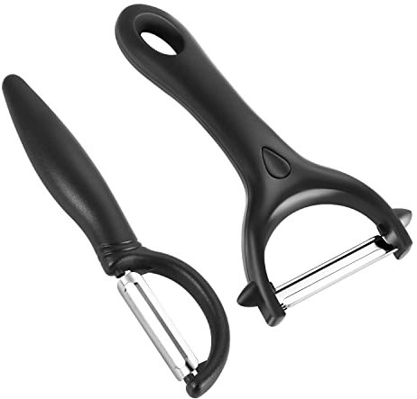 Lanjue 2 Pezzi Pelapatate Professionale, Pela Patate e Verdure con Manico Antiscivolo Sbuccia Patate Pelapatate Universale per Verdura Frutta (Nero, Tipo Y+I)
