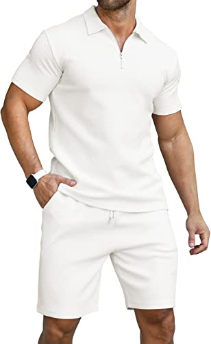 KUYIGO Herren Poloshirt & Shorts 2-Teiliges Set Sommer Trainingsanzug Kleidung Mode Casual Sweatsuits M-3XL