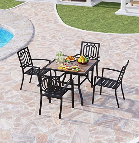 PHIVILLA Gartenmöbel Set für 4 Metall Gartentisch und Stapelstühle Wetterfest Balkonmöbel Terrassenmöbel 94cm Quadratischer Gartentisch und 4 Gartenstühle für Balkon,Deck,Hof