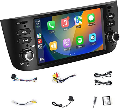 Compatible for Wireless Carplay Android Auto Car Stereo 6.2'' Autoradio Android con GPS, WiFi, SWC, BT, FM RDS, Mirror Link Compatible for Fiat Linea Punto EVO 2012-2015 Grande Linea 2007-2012